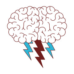 brain with thunders icon vector illustration design