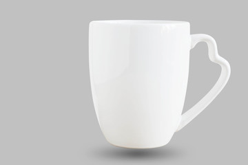 cup on gray background.