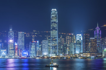 Fototapeta na wymiar Victoria harbor of Hong Kong city at night
