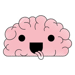 comic brain with tongue out kawaii character vector illustration design