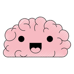 comic brain kawaii character vector illustration design