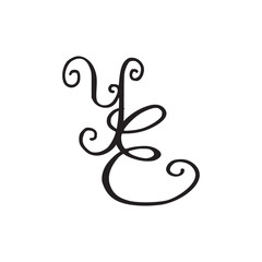 Handwritten monogram YE icon