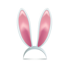Pink rabbit ears isolated on white background. Vector illustration.