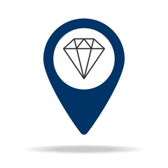 place of jewelry store in blue map pin icon. Element of map point for mobile concept and web apps. Icon for website design and development, app development. Premium icon