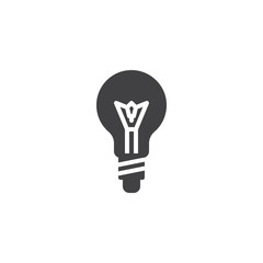 Light bulb icon vector, filled flat sign, solid pictogram isolated on white. Lamp, idea symbol, logo illustration.