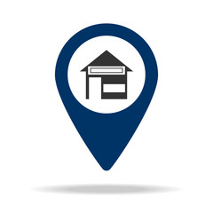 place of building in blue map pin icon. Element of map point for mobile concept and web apps. Icon for website design and development, app development. Premium icon