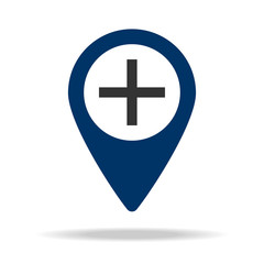 plus sign in blue map pin icon. Element of map point for mobile concept and web apps. Icon for website design and development, app development. Premium icon