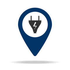 charging place in blue map pin icon. Element of map point for mobile concept and web apps. Icon for website design and development, app development. Premium icon