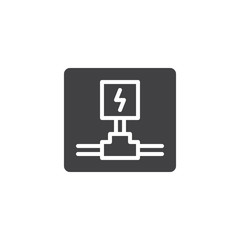 Electrical wiring icon vector, filled flat sign, solid pictogram isolated on white. Symbol, logo illustration.