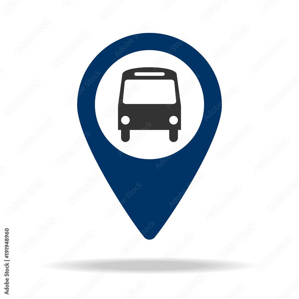 Poster bus stop in blue map pin icon. element of map point for mobile concept and web apps. icon for websit