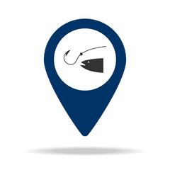 a place for fishing in blue map pin icon. Element of map point for mobile concept and web apps. Icon for website design and development, app development. Premium icon