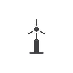 Wind energy turbine icon vector, filled flat sign, solid pictogram isolated on white. Bio and ecology symbol, logo illustration.