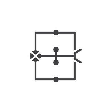 Wiring diagram icon vector, filled flat sign, solid pictogram isolated on white. Electric scheme symbol, logo illustration.