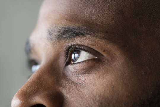 Closeup of an eye of a black man
