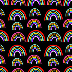 Vector Rainbow Pattern Design, hand drawn lovely, cute contemporary seamless background and print for kids and babies cloth design - 191949132