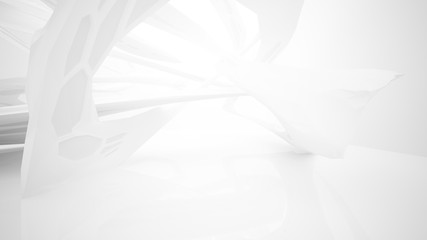 Abstract white parametric interior  with window. 3D illustration and rendering.