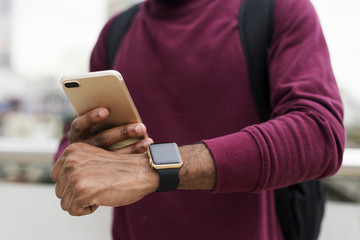 African man using mobile phone