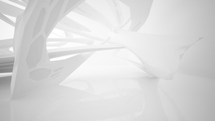 Abstract white parametric interior  with window. 3D illustration and rendering.