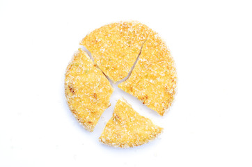 A round biscuit cracker snack food isolated on white background