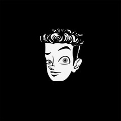 Happy cartoon boy head vector illustration