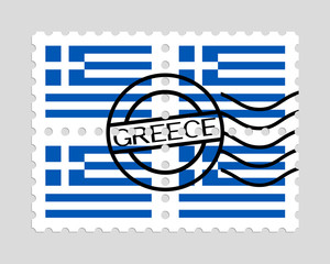 Greece flag on postage stamps