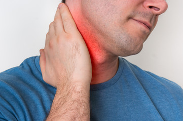 Fototapeta premium Man with muscle injury having pain in his neck