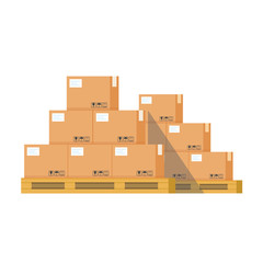 Cardboard boxes on a pallet vector illustration, flat style