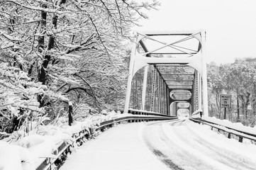 Snow & Winter Scene - Historic Clays Ferry Bridge - Kentucky River - Kentucky