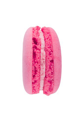 macaron biscuits on the side berry pink, on white background