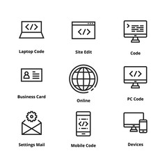 9 Development thin line icons. Icons for user interface and web