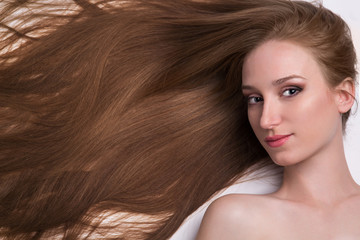 young woman with long beautiful hair