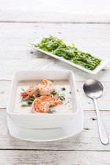 Shrimp and Paco fern (Diplazium esculentum) boil with coconut milk