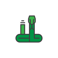 Rattlesnake filled outline icon, line vector sign, linear colorful pictogram isolated on white. Rattler snake symbol, logo illustration. Pixel perfect vector graphics