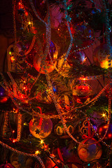 Obraz na płótnie Canvas Christmas Lights and Decorations on Tree