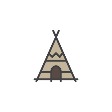 Indian tepee filled outline icon, line vector sign, linear colorful pictogram isolated on white. Wigwam symbol, logo illustration. Pixel perfect vector graphics