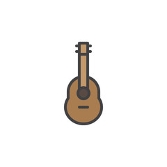 Acoustic guitar filled outline icon, line vector sign, linear colorful pictogram isolated on white. Ukulele symbol, logo illustration. Pixel perfect vector graphics