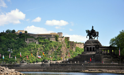 Koblenz City Germany historic monument German Corner where the rivers rhine and mosele flow...