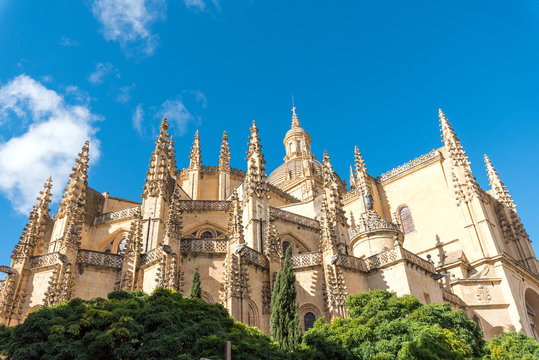 The imposing cathedral of Segovia in Spain