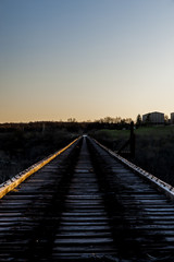 Fototapeta na wymiar Abandoned Young's High Bridge at Sunset - Norfolk Western Railway - Kentucky River - Kentucky