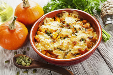 Chicken baked with pumpkin