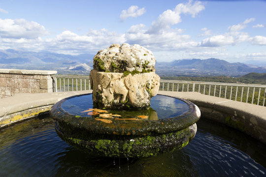 fountain in the terrace of sanctuary madonna dei lattani