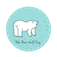 Polar Bear Day Vector Illustration. Sticker with white bear.