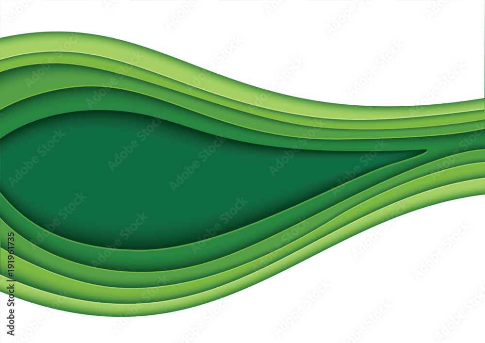 Poster abstract green layers paper carve background.paper art style of nature concept design.vector illustr
