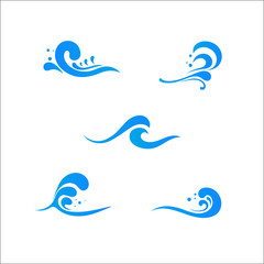Set of abstract water wave logos, icons vector design elements