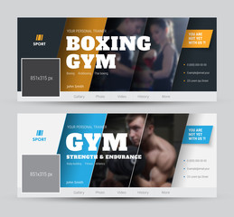 Naklejka premium design of the cover for social networks with diagonal lines and photos.