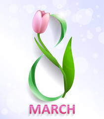 Eight march tulip greeting card women's day