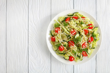 fresh pasta salad on a plate