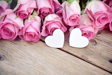 Grußkarte - rosa Rosenstrauß - Muttertag - Geburtstag - Valentinstag
