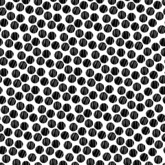 Black and white chaotic striped dots and spots abstract seamless pattern, vector