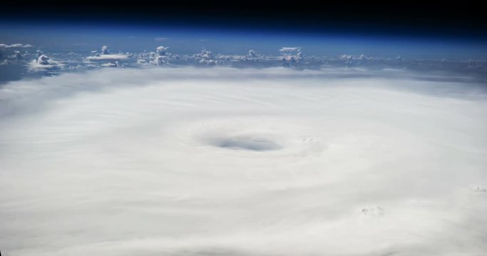 Hurricane Edouard Eye Side View From Space to Earth Animation, 4K some elements furnished by NASA images